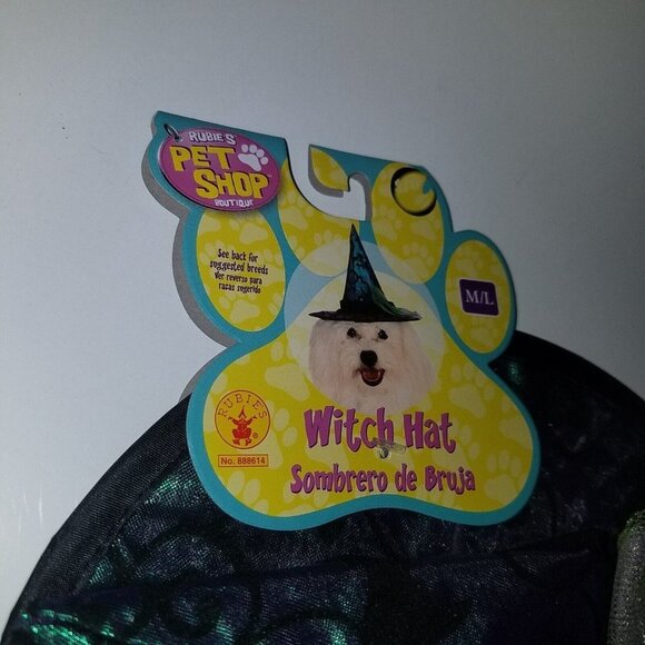 NWT Dog Witch Hat Halloween Costume Accessory Rubie's Sizes S/M or M/L Pet - Picture 4 of 8